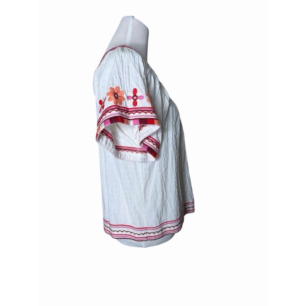 Madewell Embroidered Sandblossom Top in white cotton gauze‎ Women’s XS Oversized - Picture 5 of 9
